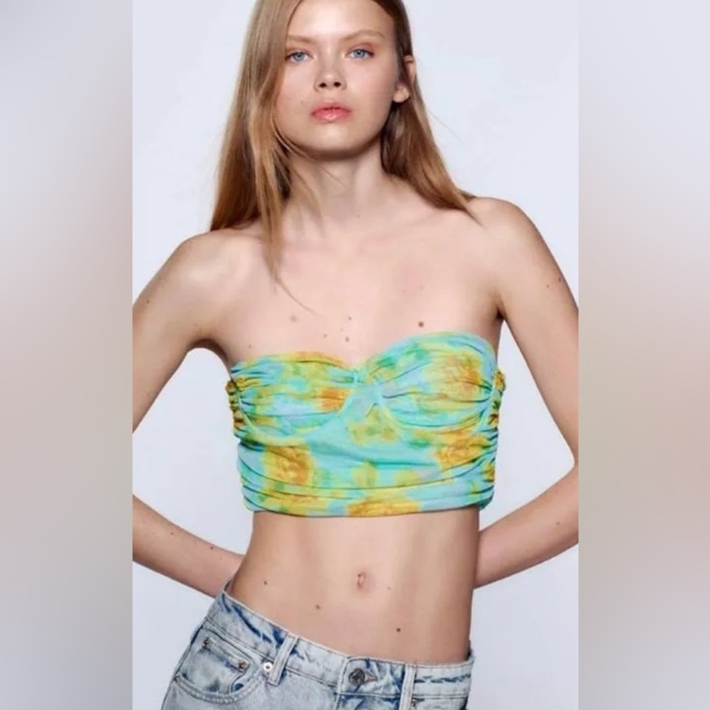 Zara Blue Floral Corset Top